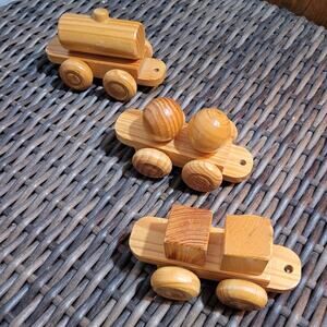 Wooden Train Set with Stackable Wood Blocks Toddler Educational Learning Toy